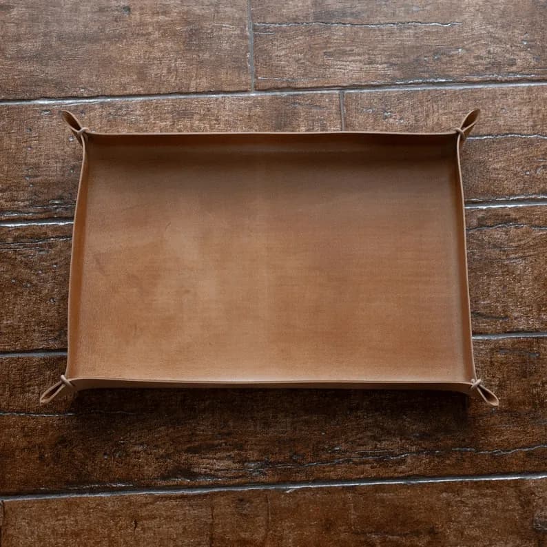 Handmade Italian leather catch all tray