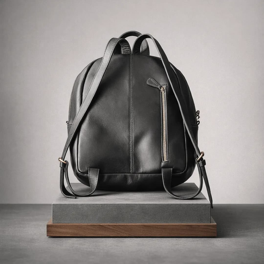 Handmade Leather Backpack - Compact Full Grain Buffalo Leather Backpack thumbnail 2