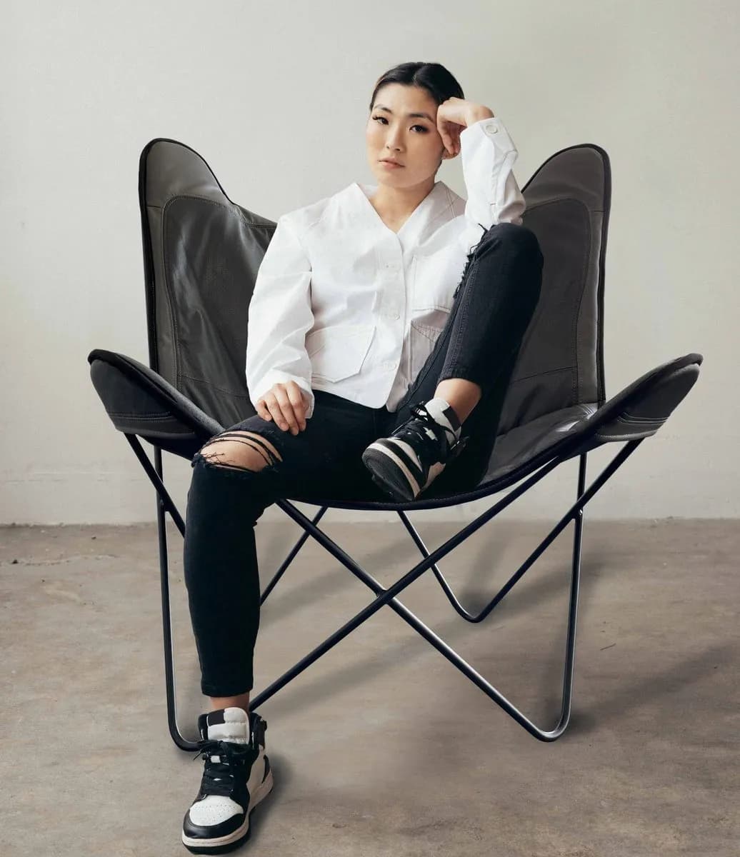 Butterfly Chair black chair Goat leather thumbnail 7