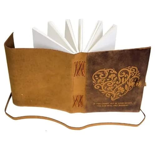 IndiFash - Leather Diary Heart with Quote Antique Handmade Leather Bound Notepad for Men and Women Unlined Paper Travel Diary and Notebooks to Write 7 x 5 Inches (Heart With Quote) thumbnail 4