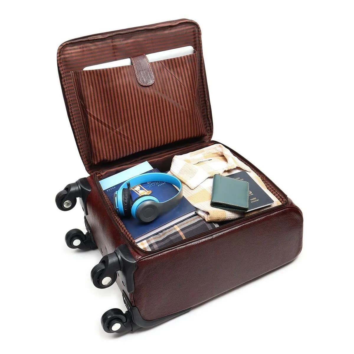 Horizon Leather Trolley Suitcase, Brown thumbnail 4