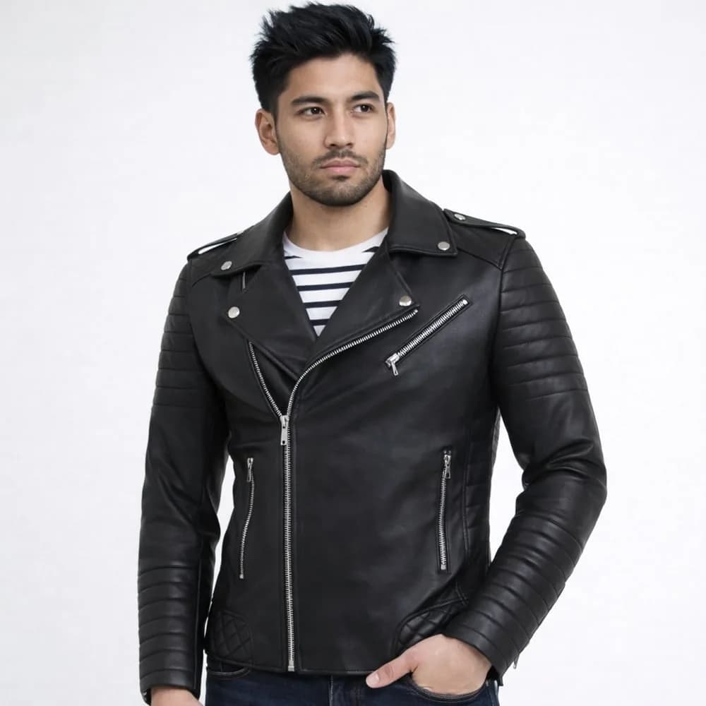 Ifty Genuine Leather Biker Jacket IJ7 for Men