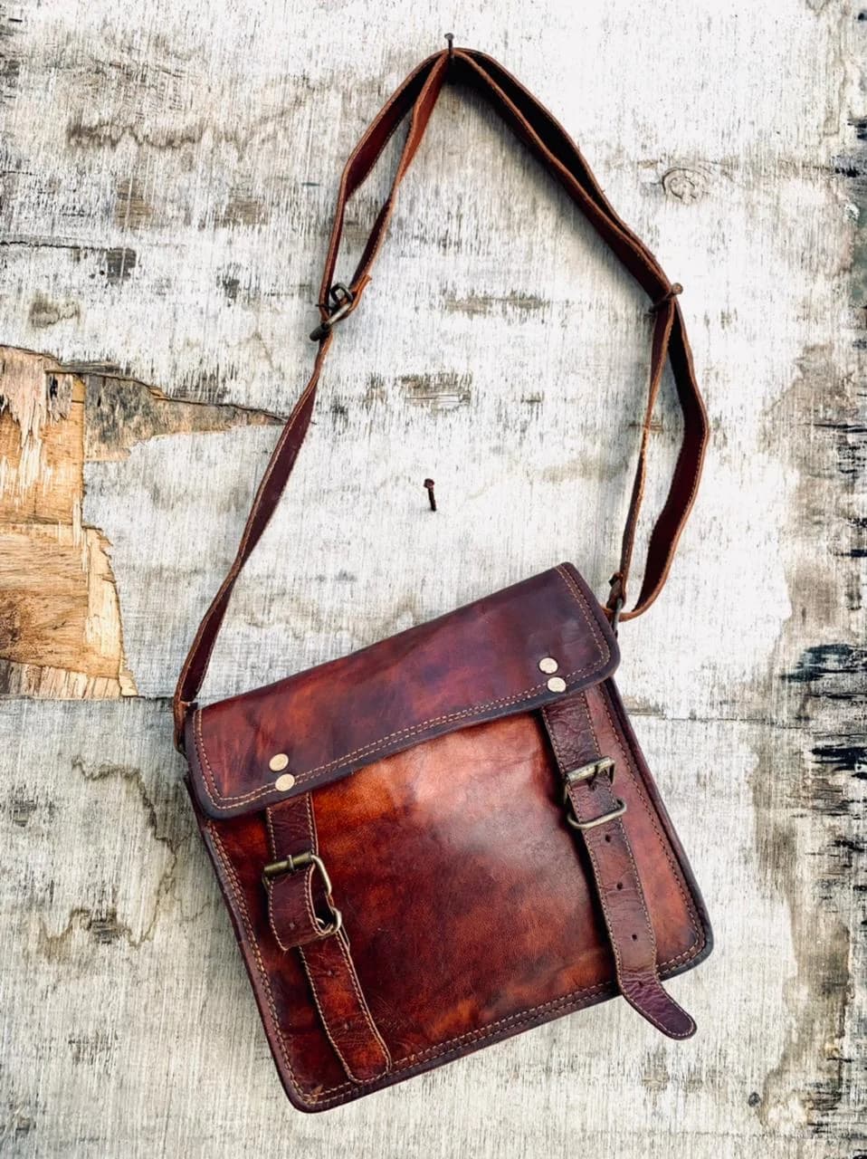 IndiFash - 9 Inch Handcrafted Leather Bag | 100% Genuine Leather thumbnail 2