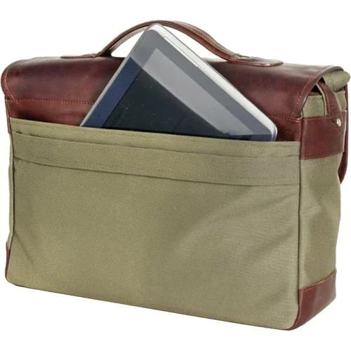 IndiFash - 11*15″ Handcrafted Canvas+ Goat Leather Laptop Bag | 100% Genuine Leather thumbnail 2