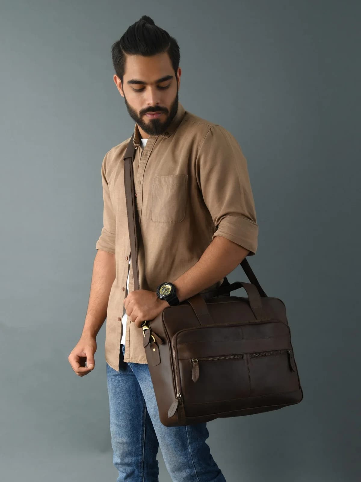 IndiFash buffalo leather Laptop bag thumbnail 4