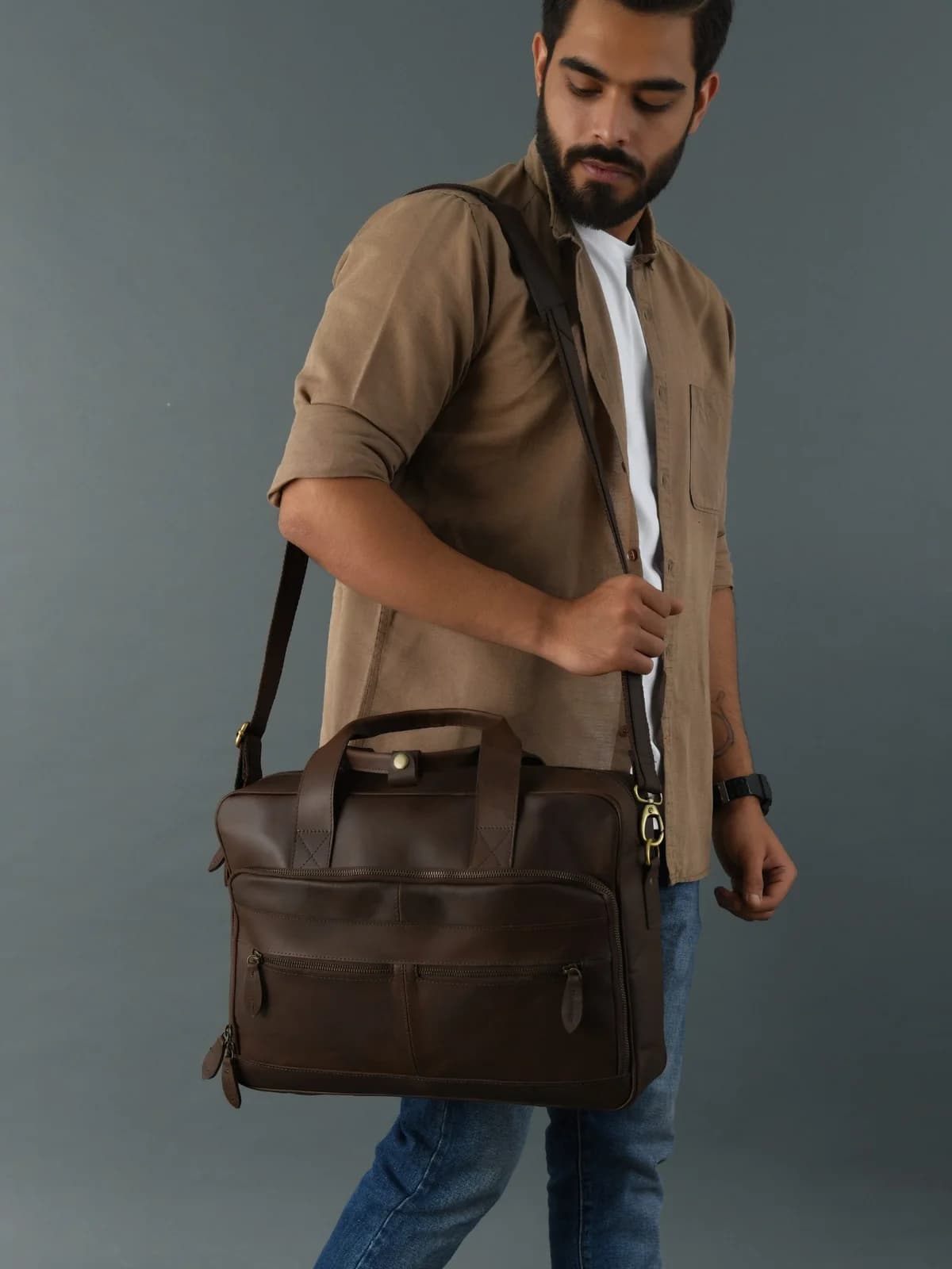 IndiFash buffalo leather Laptop bag thumbnail 5