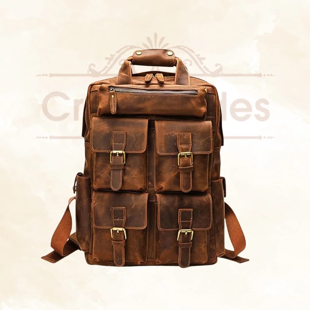 IndiFash - Buffalo Vintage 16″ Leather Backpack thumbnail 2