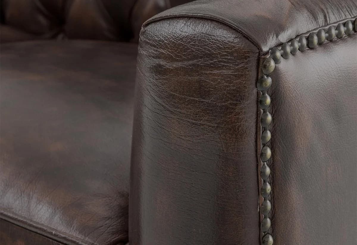 IndiFash Colonial Brown Chesterfield Set of 3 Sofas thumbnail 3