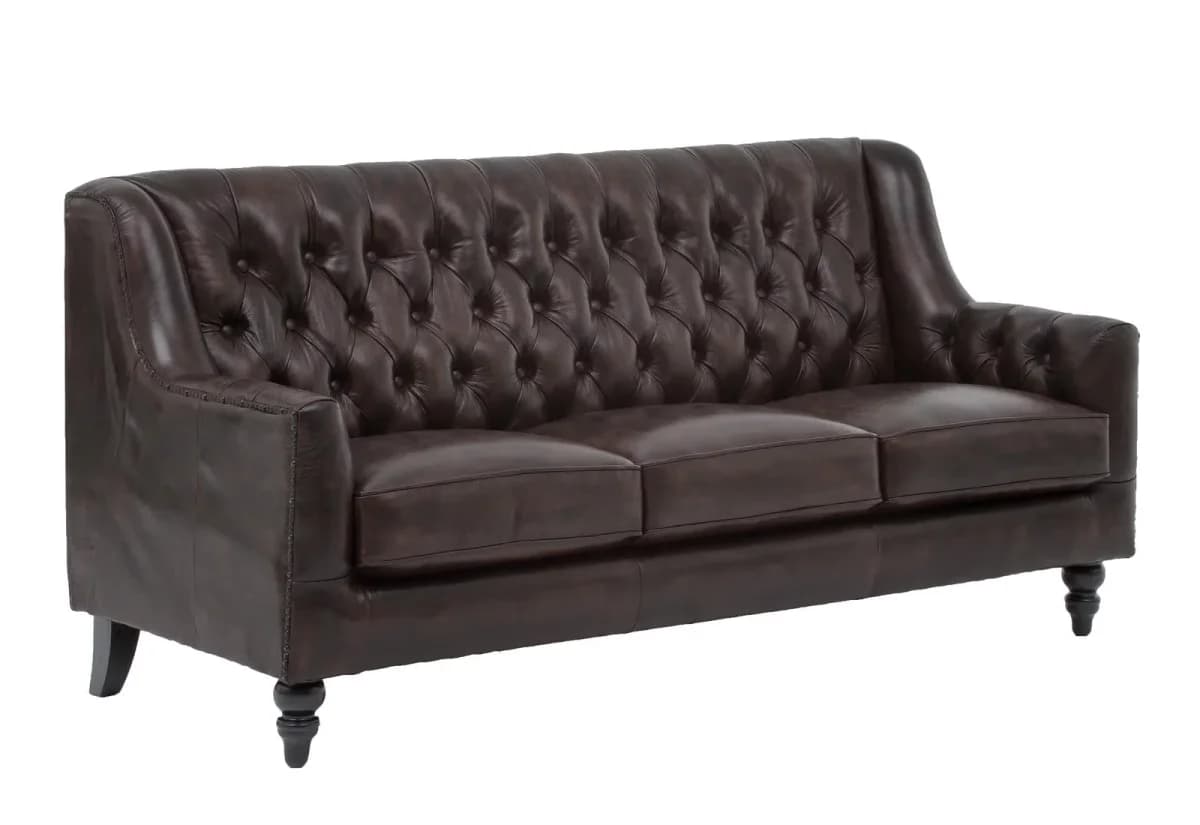 IndiFash Colonial Brown Chesterfield Set of 3 Sofas thumbnail 5