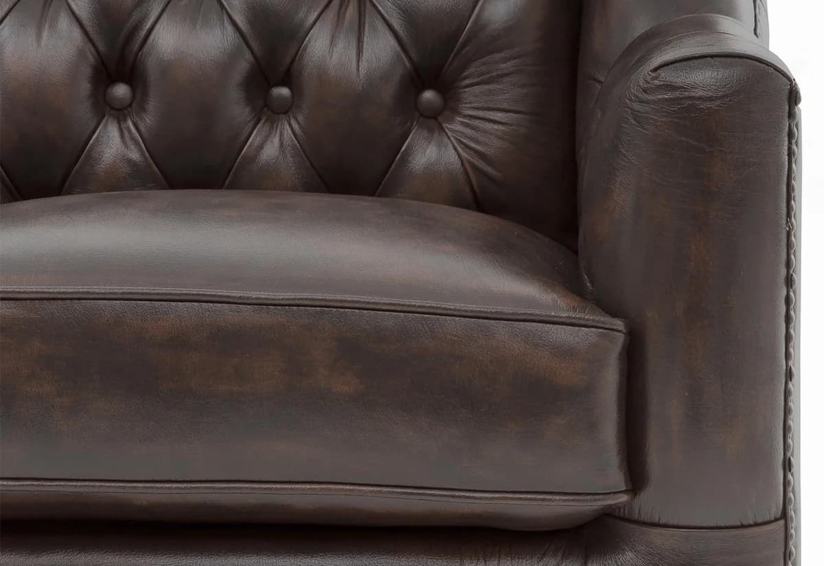 IndiFash Colonial Brown Chesterfield Set of 3 Sofas thumbnail 8