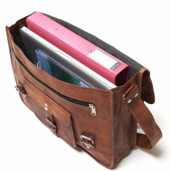 IndiFash Combo Offer - 15 Inch Handmade Leather Laptop Bag, & Belt thumbnail 6
