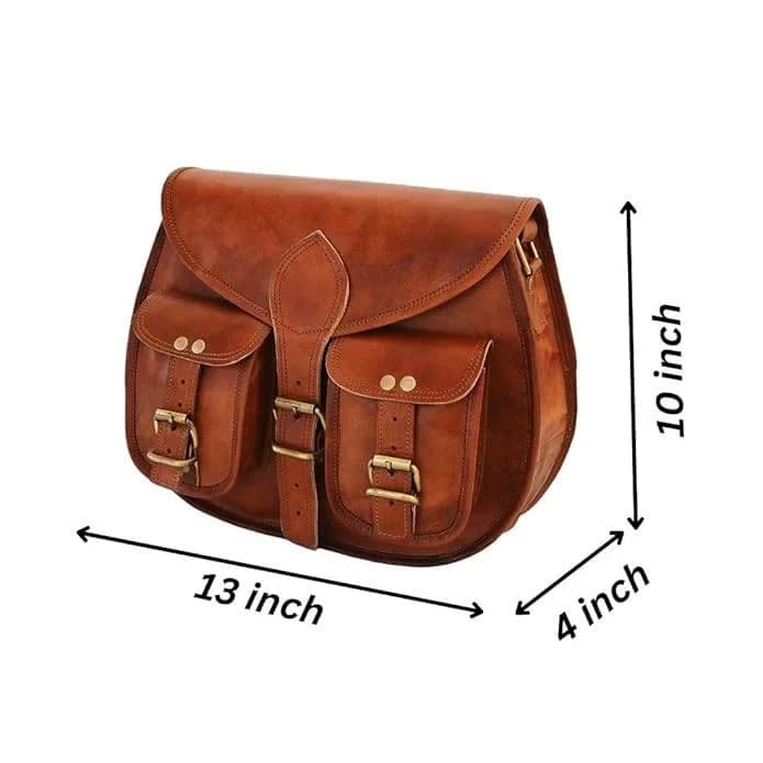 IndiFash -9*11 Inch cross body double pocket sling goat leather bag for boys & girls thumbnail 10