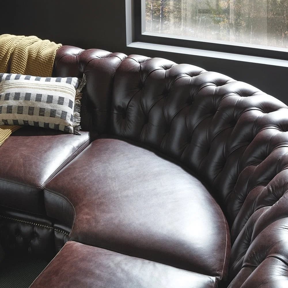 IndiFash Deep Brown L shape Chesterfield Sofa thumbnail 3