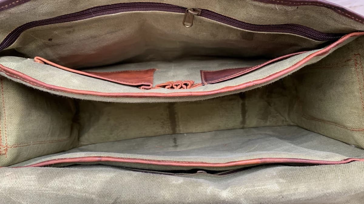 IndiFash - Full Flap Plain Handcrafted Leather laptop Bag | 100% Genuine Leather|11*15 thumbnail 3