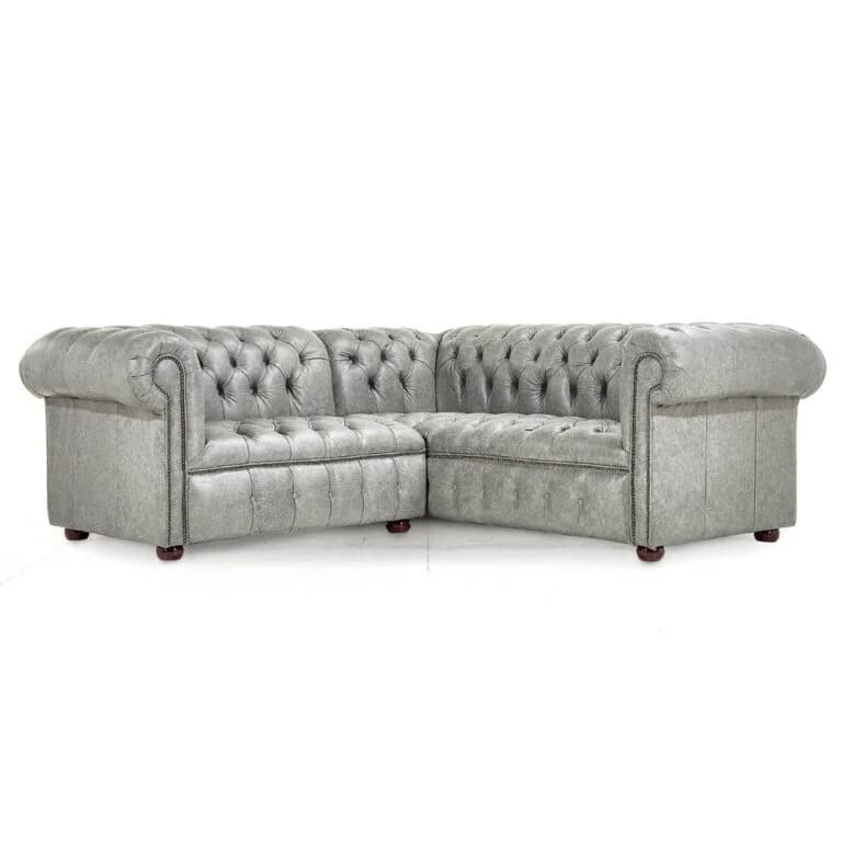 IndiFash Gray L Shape Chesterfield Sofa