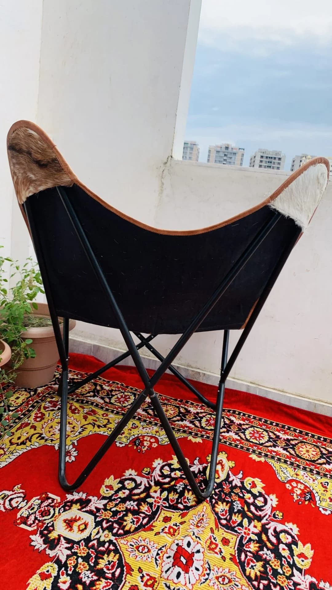 IndiFash Handmade Hairon Leather Butterfly Chair thumbnail 5