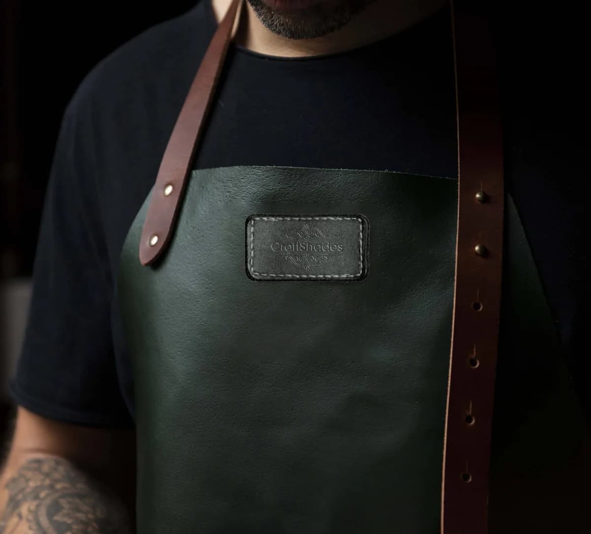 IndiFash leather Apron for Men Green Colour thumbnail 2