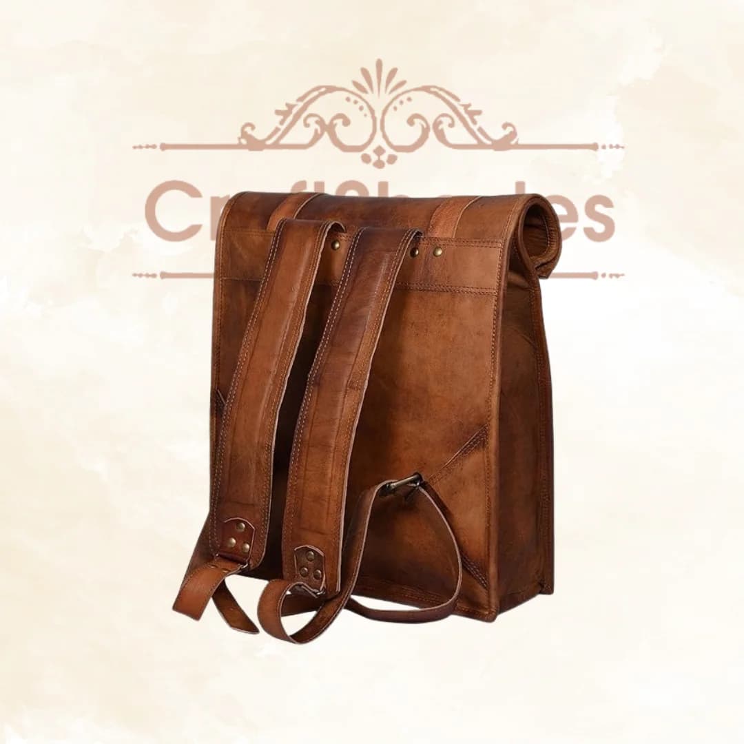 IndiFash - 12 x 16 x 20 Inch 100% Genuine Roll Leather Shoulder Backpack | Unisex thumbnail 5