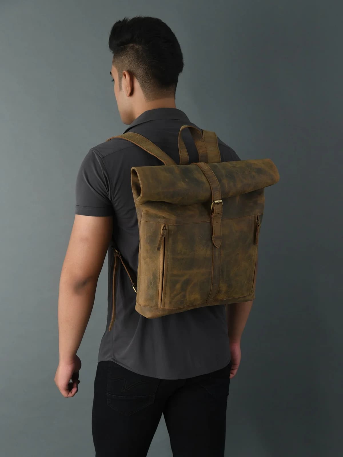 IndiFash Vintage buffalo leather backpack for men’s & womens thumbnail 10