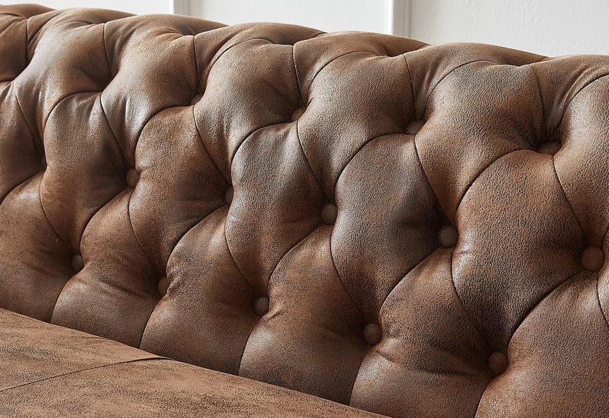 IndiFash Vintage Chesterfield Brown Ottoman Left thumbnail 3