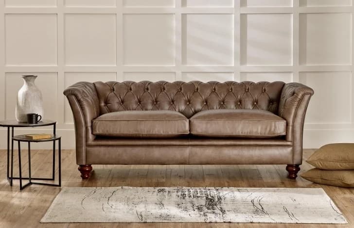 IndiFash Warm Brown Three Seater Chesterfield Sofa thumbnail 6