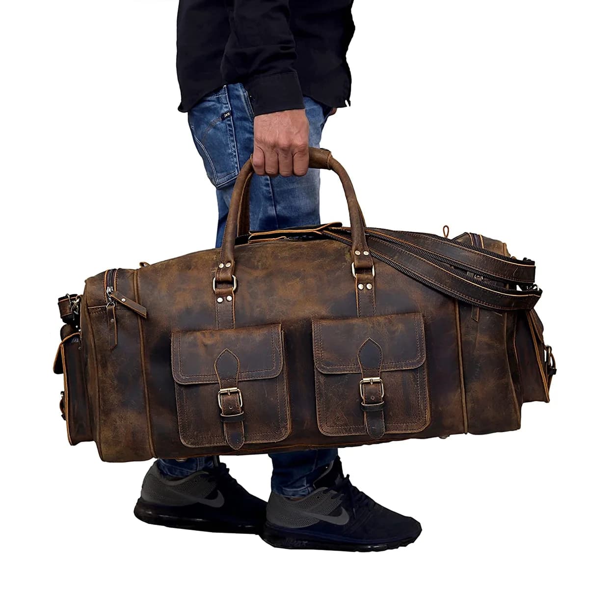 IndiFash Large 28 inch duffel bags for men leather travel bag thumbnail 3