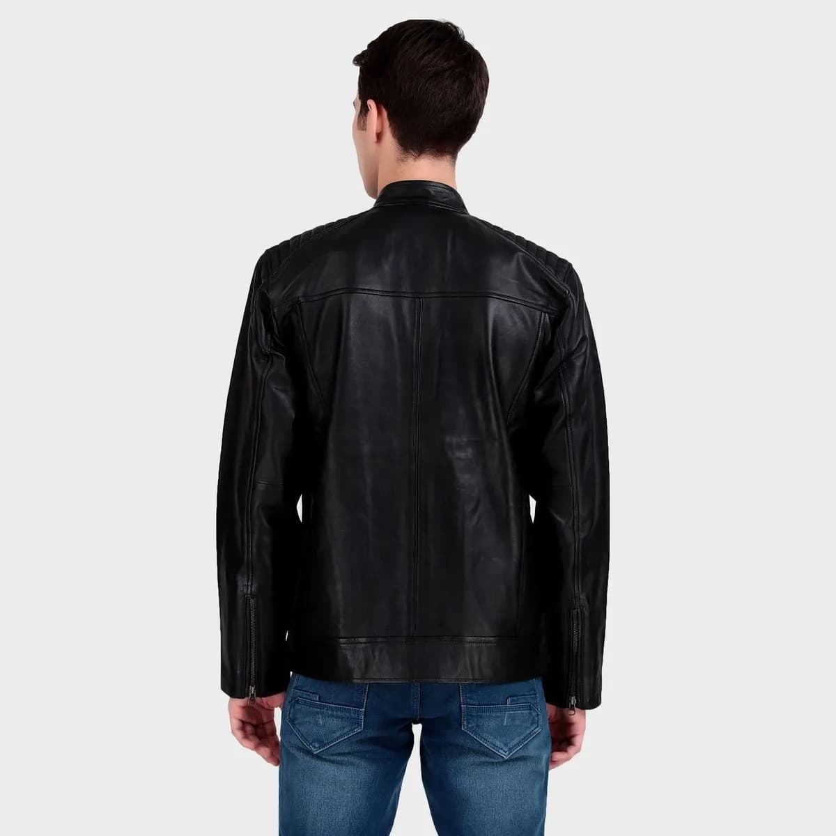 Heritage Classic Black Leather Jacket thumbnail 5