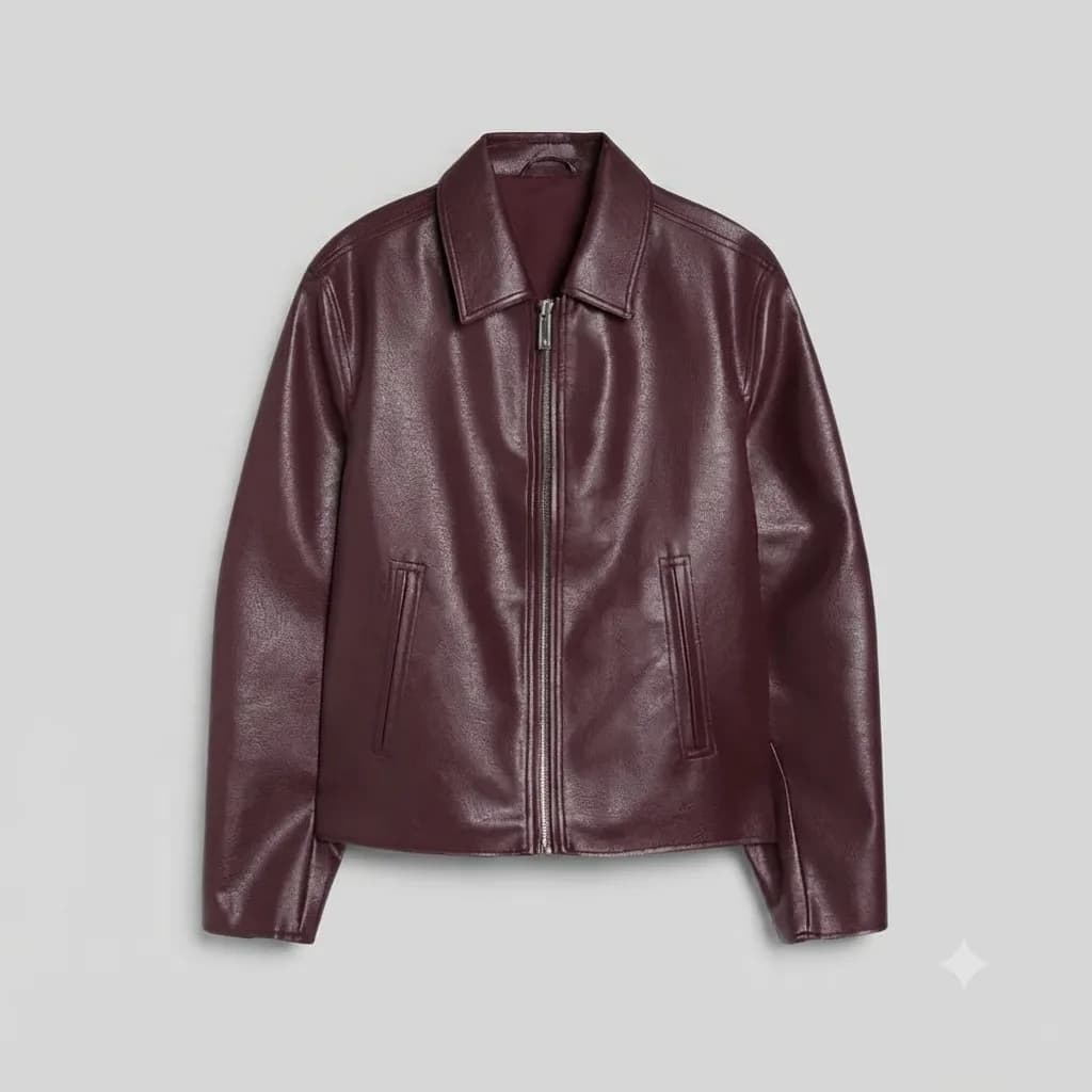 Kair Boxy Burgandy Genuine Leather Jacket For Men thumbnail 3