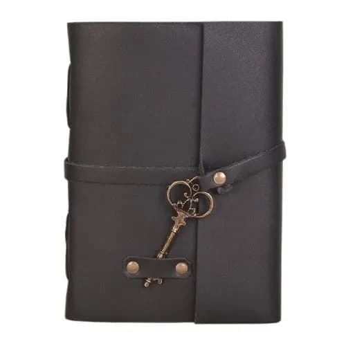 IndiFash - Leather Diary - Antique Handmade Leather Bound Notepad for Men and Women Unlined Paper, Travel Diary and Notebooks -7 x 5 Inches - (Black)