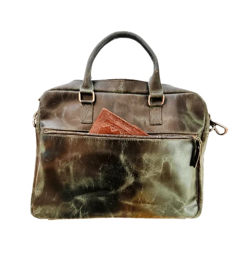 Laptop Green leather Bag