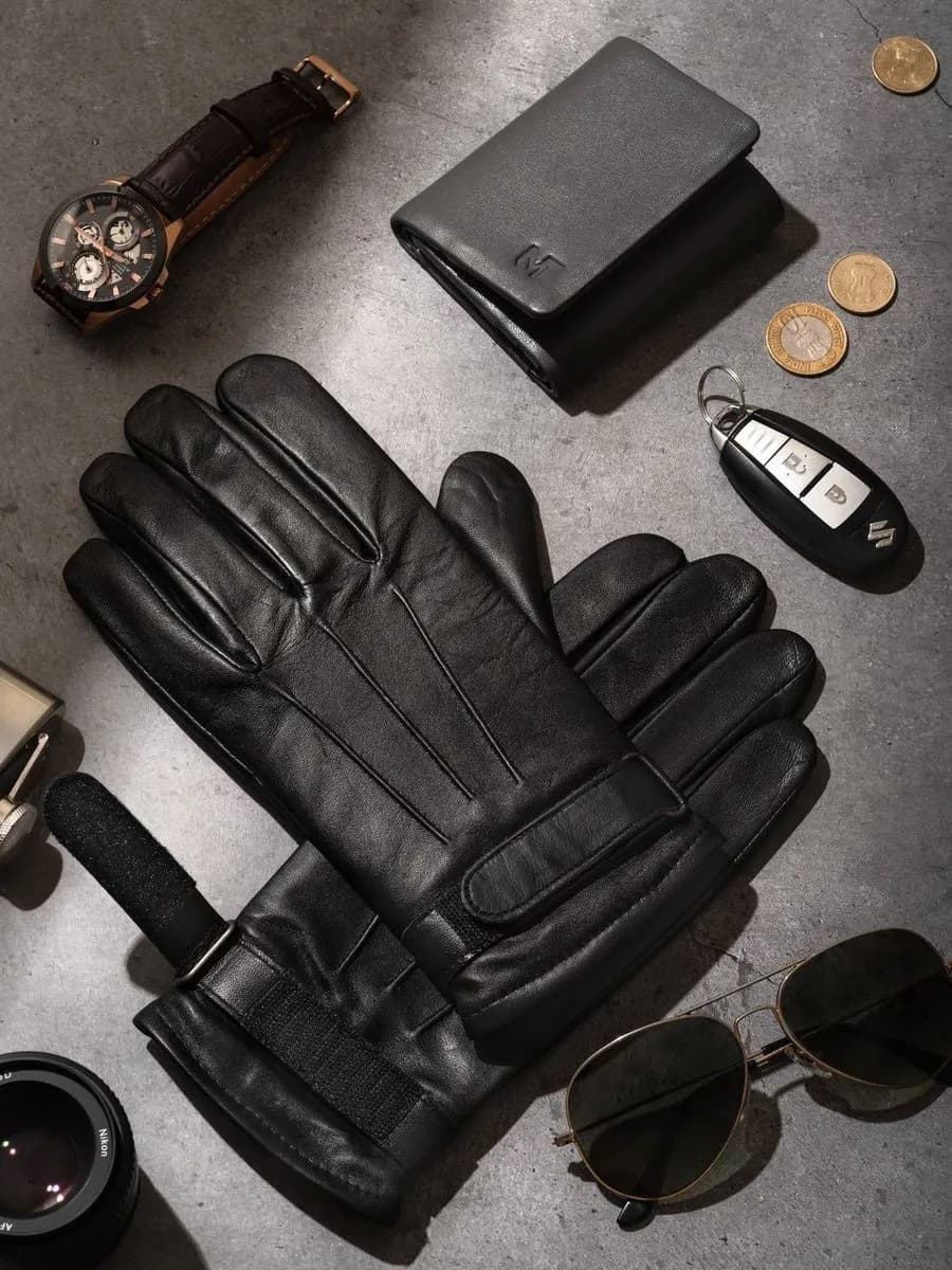 Leather Gloves-Velcro Fastening thumbnail 2