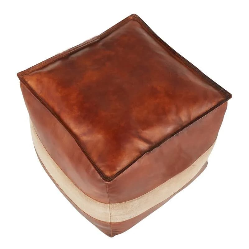 Leather Pouf, ottoman pouf handmade pouf footstool thumbnail 4