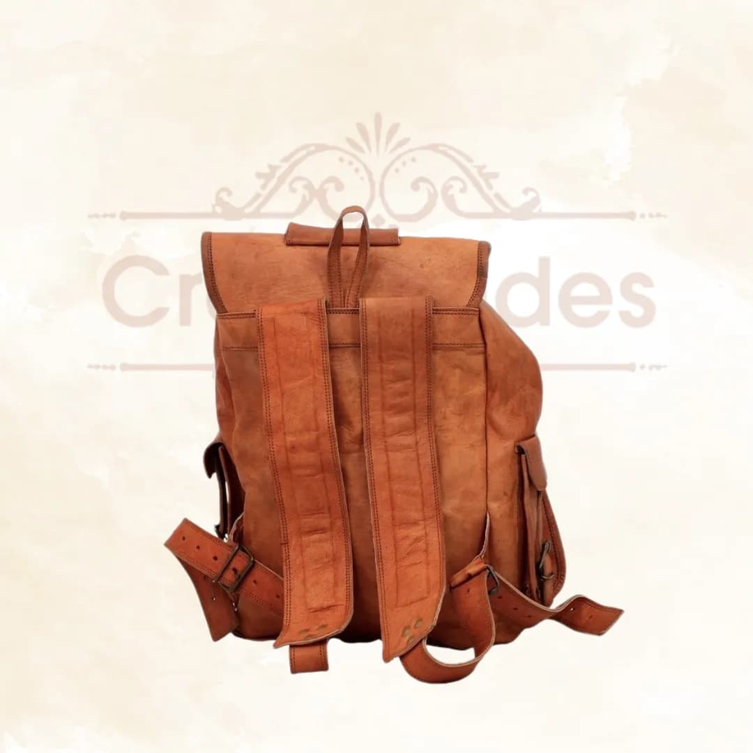 IndiFash - 13*18 Inch Goat Leather Backpack bag For Girls And Boys | 100% Genuine Leather thumbnail 5