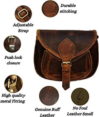 IndiFash - 7*9 inch buffalo Leather Sling Bag For Girls and Boys | 100% Genuine Leather thumbnail 3