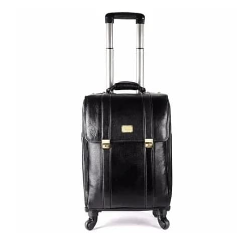 Leather Laguage Trolly Bag (Black)
