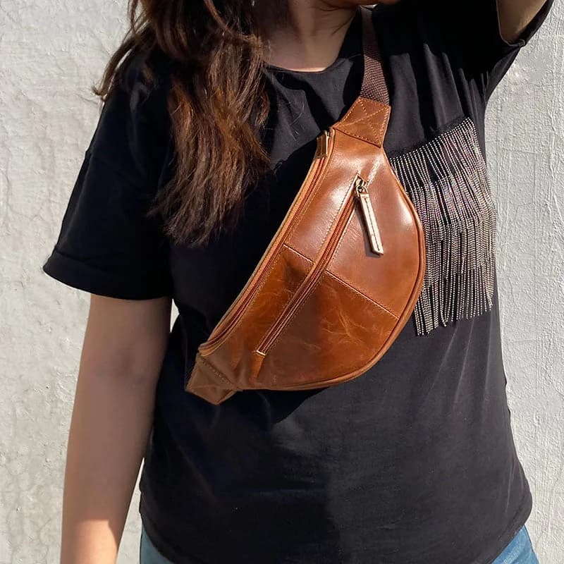 Leather Waist Bag Tan thumbnail 6