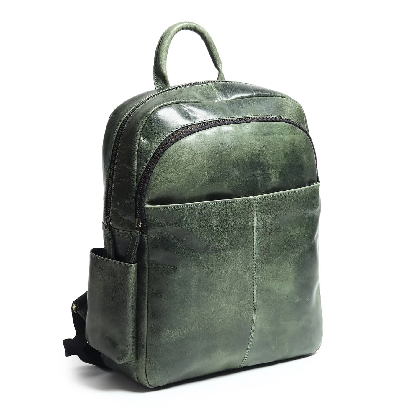 Luxury Italian Leather Backpack, Green thumbnail 7