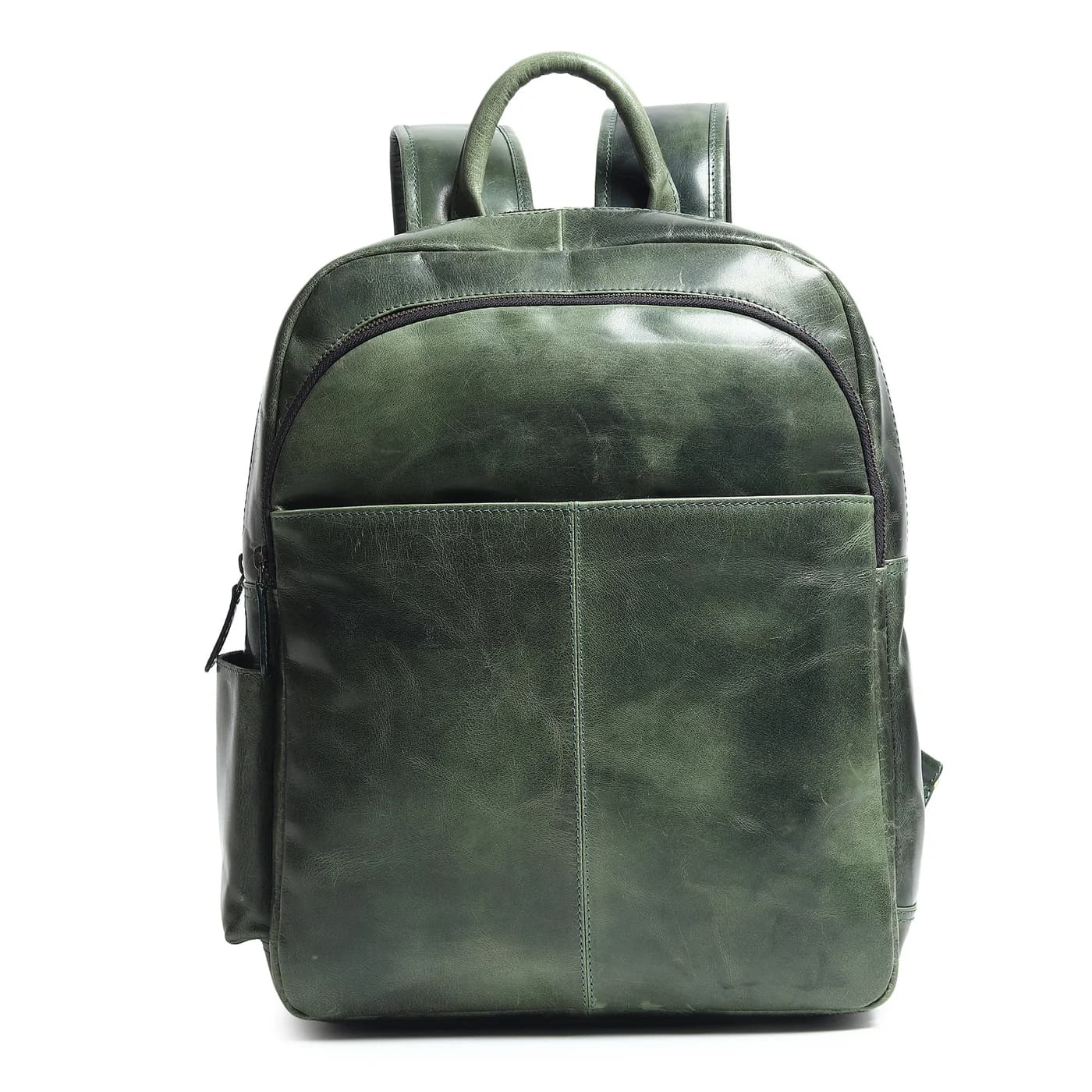 Luxury Italian Leather Backpack, Green thumbnail 8