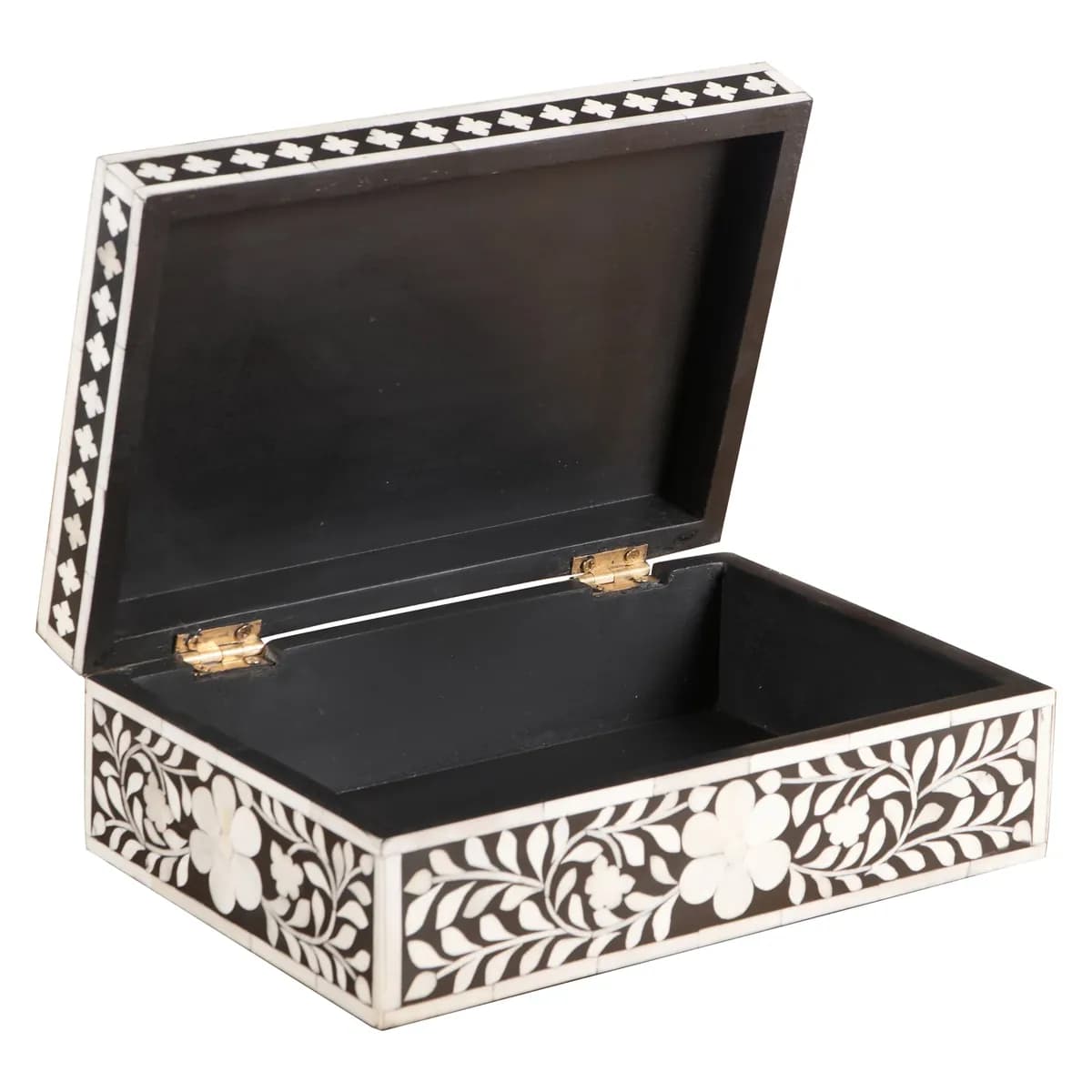 Bone Inlay Box - Medium Black Floral thumbnail 3