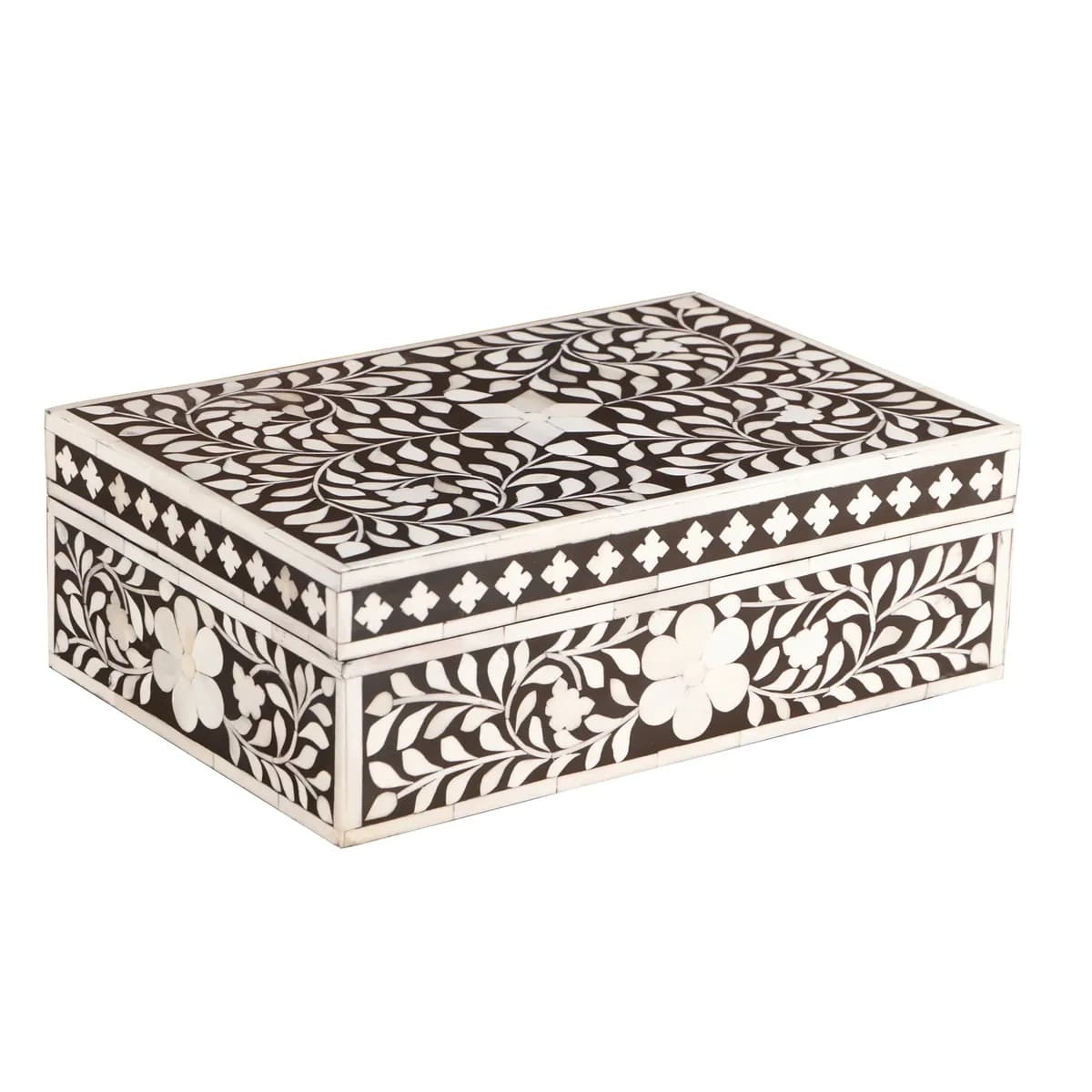 Bone Inlay Box - Medium Black Floral thumbnail 4