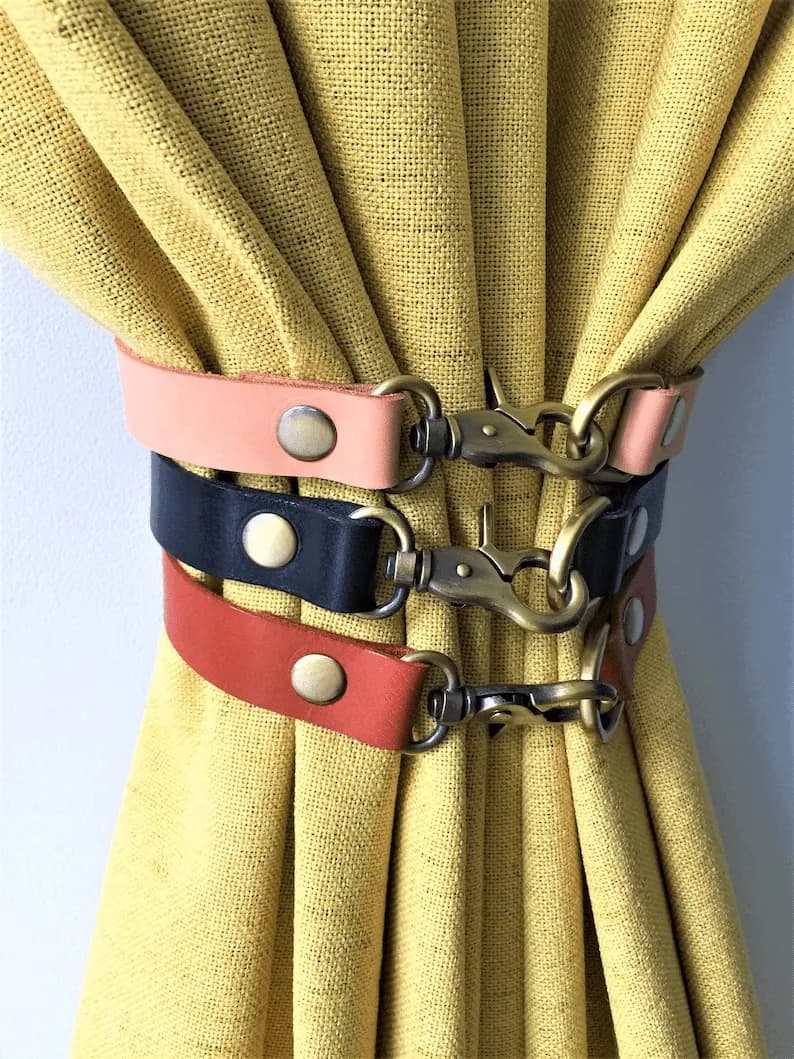 Minimalist Leather Curtain Tieback