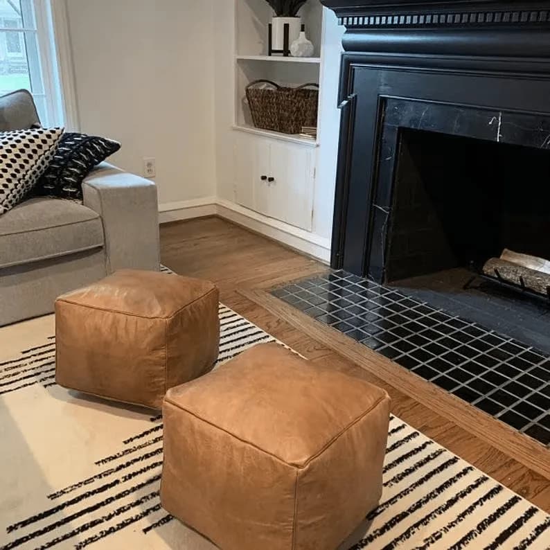 Moroccan Leather Pouf thumbnail 3