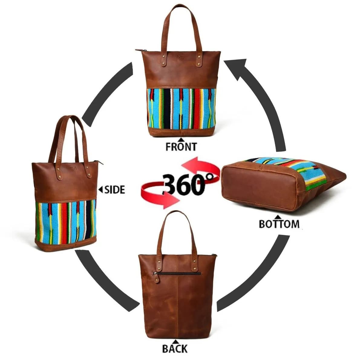 Multicoloured Leather Tote Bag thumbnail 11