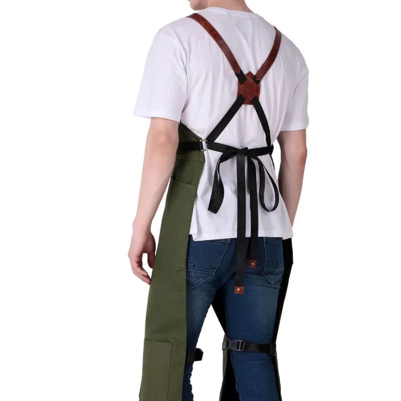 Olive Green Chef Apron thumbnail 2