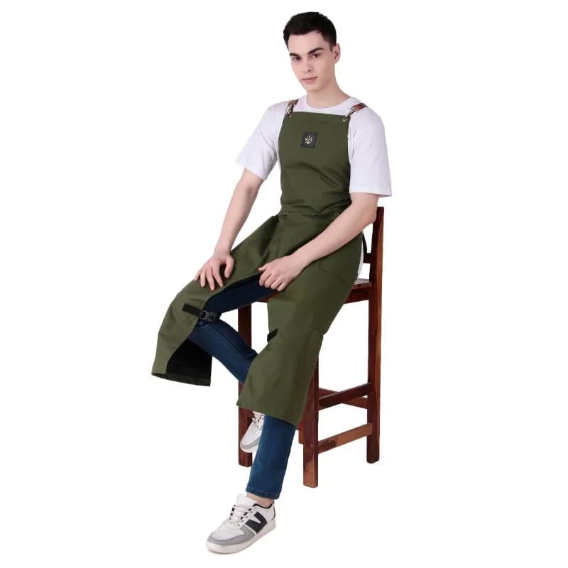 Olive Green Chef Apron thumbnail 3