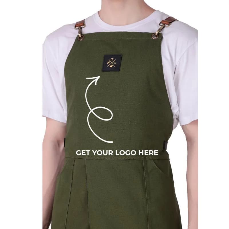 Olive Green Chef Apron thumbnail 4