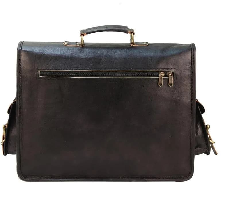 IndiFash - 11*15 Inch 4 Pockets Handcrafted Leather Bag| 100% Genuine Leather thumbnail 5