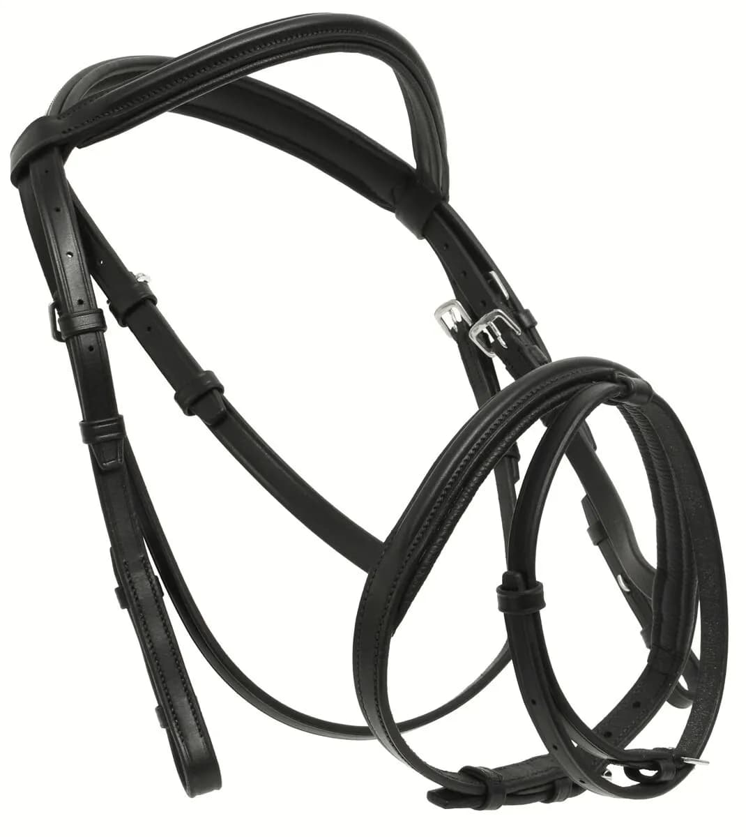 Premium Black Leather English Snaffle Bridle thumbnail 4