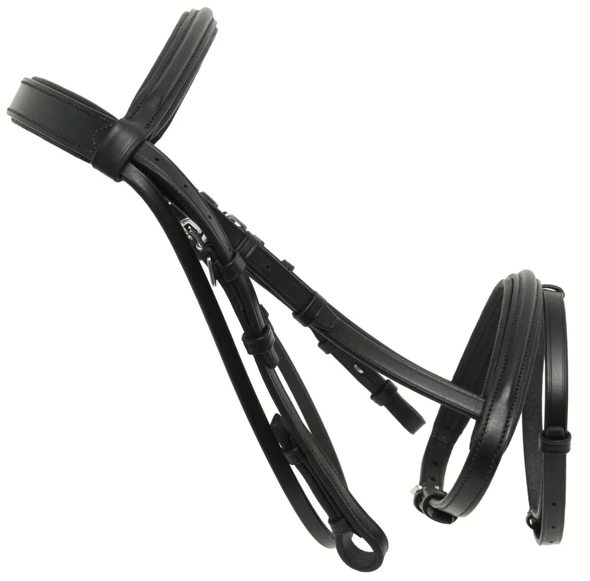 Premium Black Leather English Snaffle Bridle thumbnail 5
