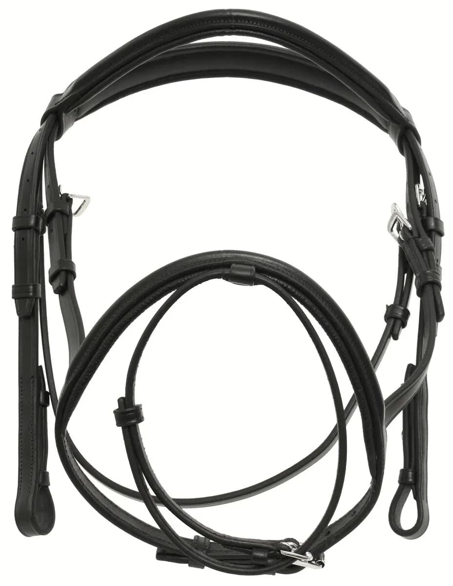 Premium Black Leather English Snaffle Bridle thumbnail 6